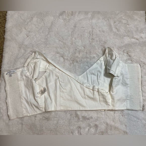 Express Rocky X Barnes On Or Off Shoulder Crop Top Cinched Extra Small White - Picture 5 of 7